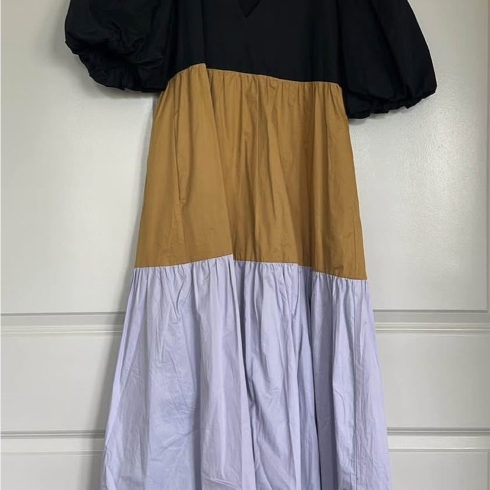 CROSBY by Mollie Burch Black, Tan, and White Dress